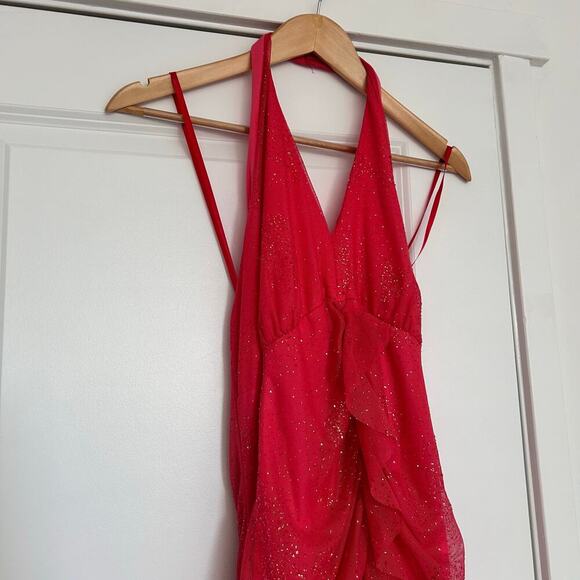 Vintage Gunne Sax Jessica McClintock Halter Dress Women’s 12 Pink Y2K Sparkly - Picture 2 of 10